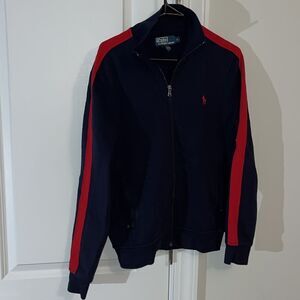 Navy Blue Red Tennis Warm Up Polo Ralph Lauren w/Pony Sweatshirt Track Jacket